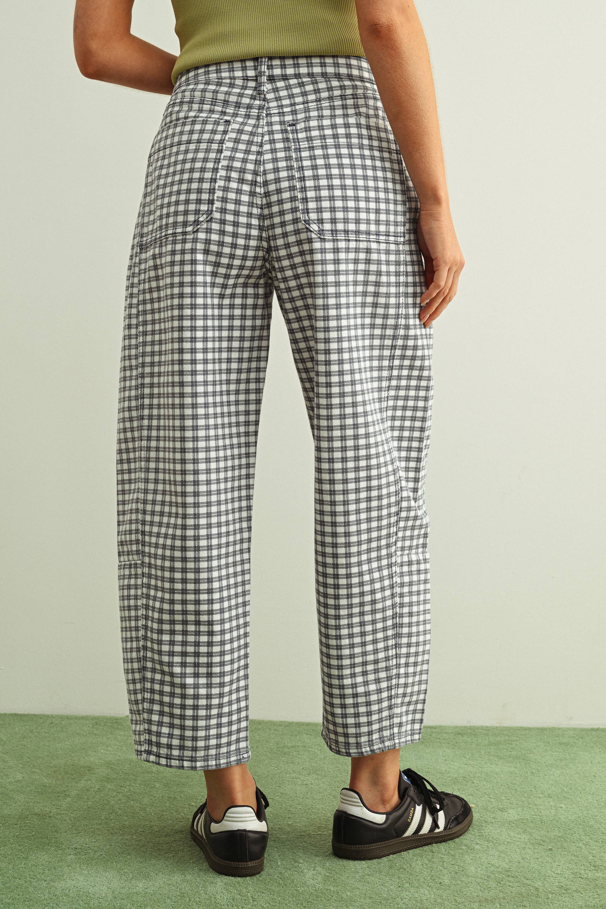Mini Checker Barrel Pants