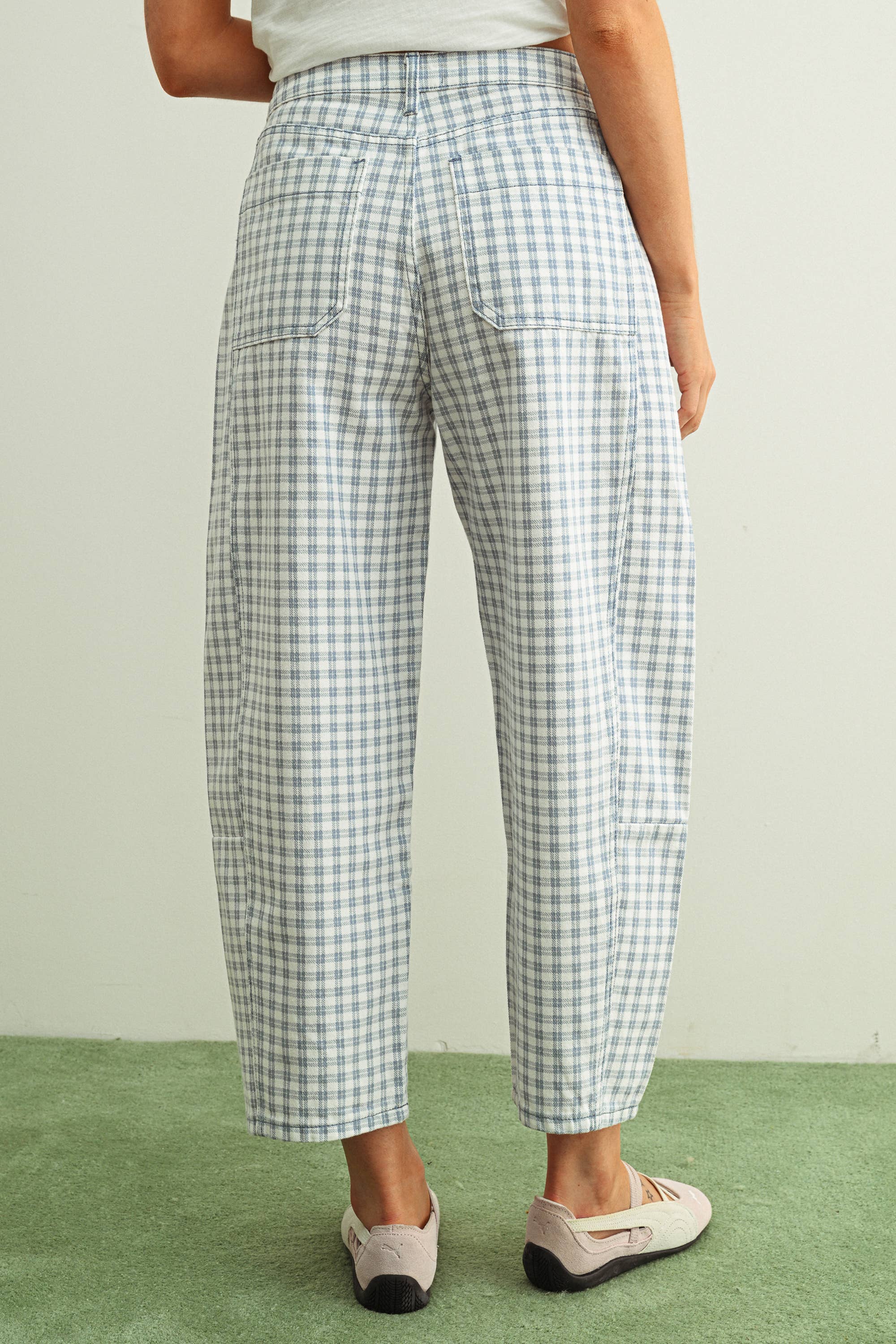 Mini Checker Barrel Pants