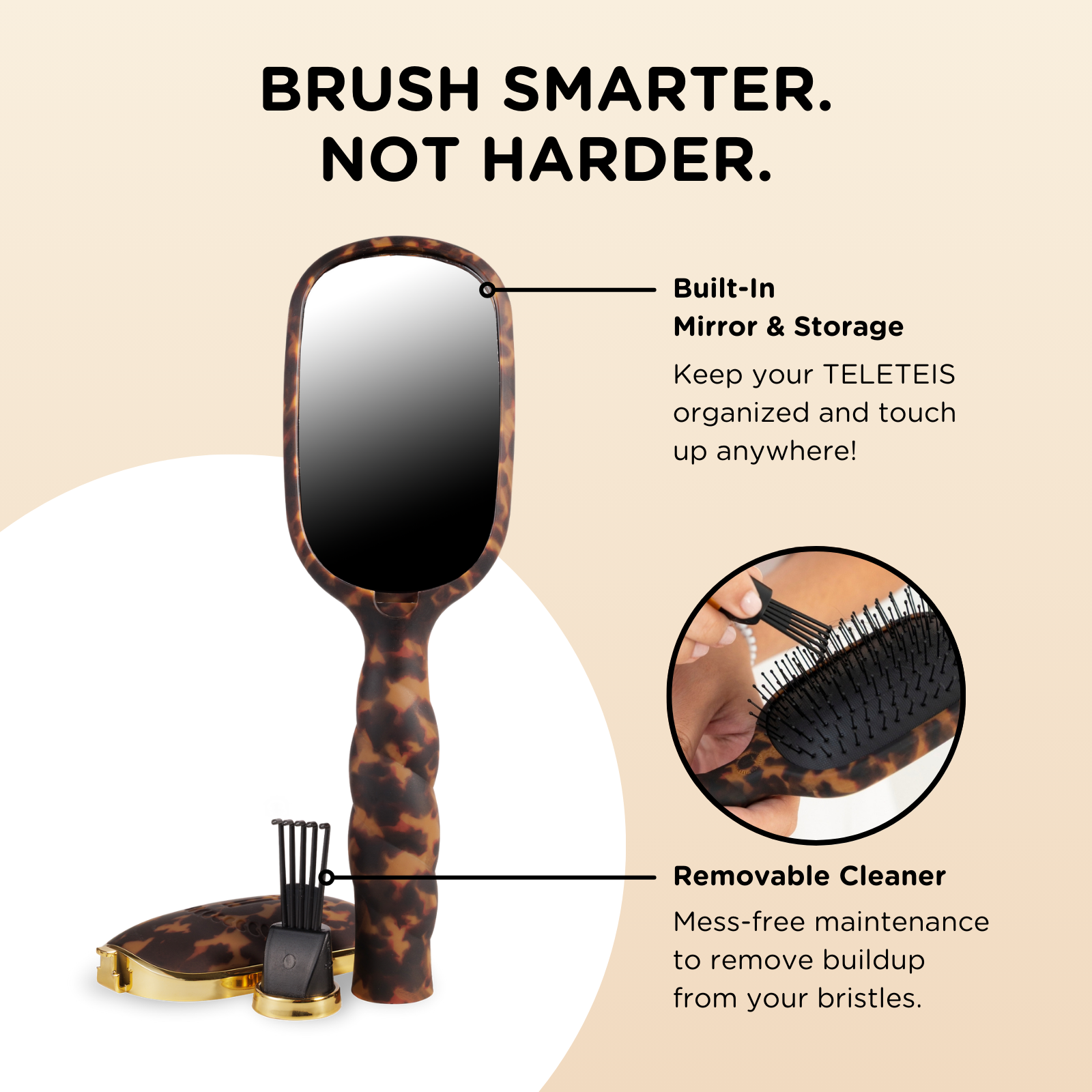 TELETIES - Detangler Hair Brush for Medium Hair - Tortoise