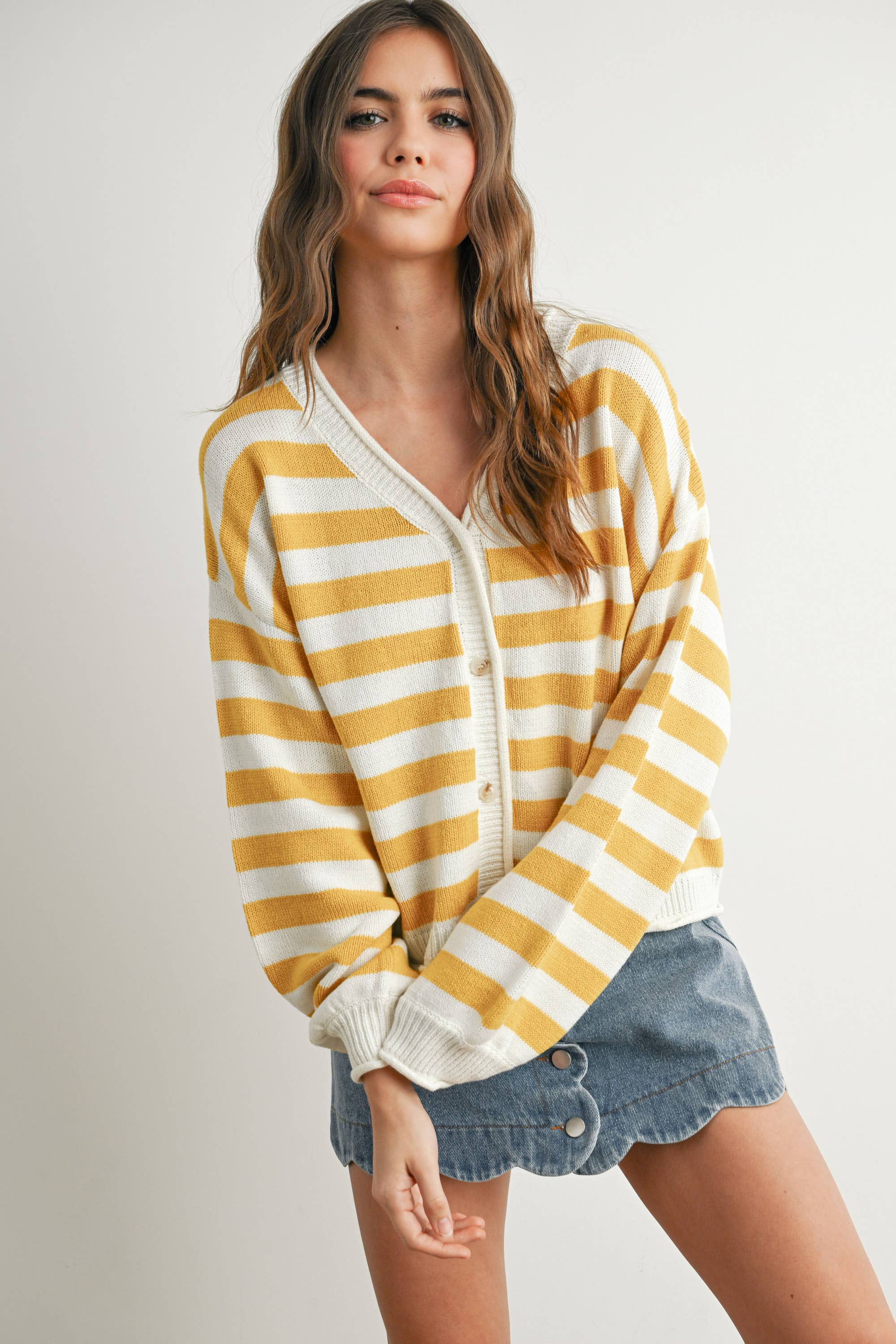 Stripe Button Cardigan