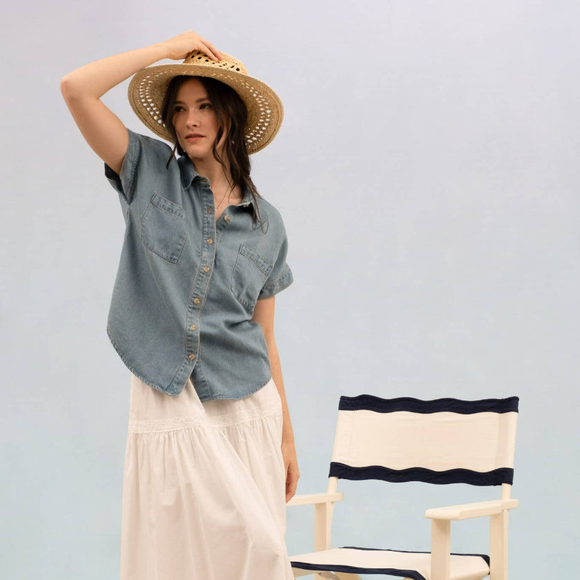 Button Down Chambray Top