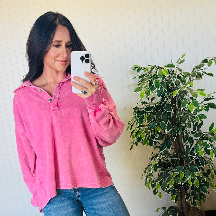 Berry Love French Terry Henley Sweatshirt