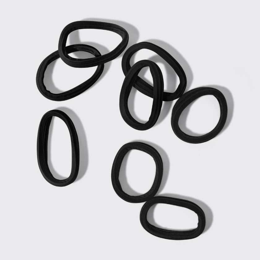 KITSCH - Recycled Seamless Hair Elastics 8pc Set- Black
