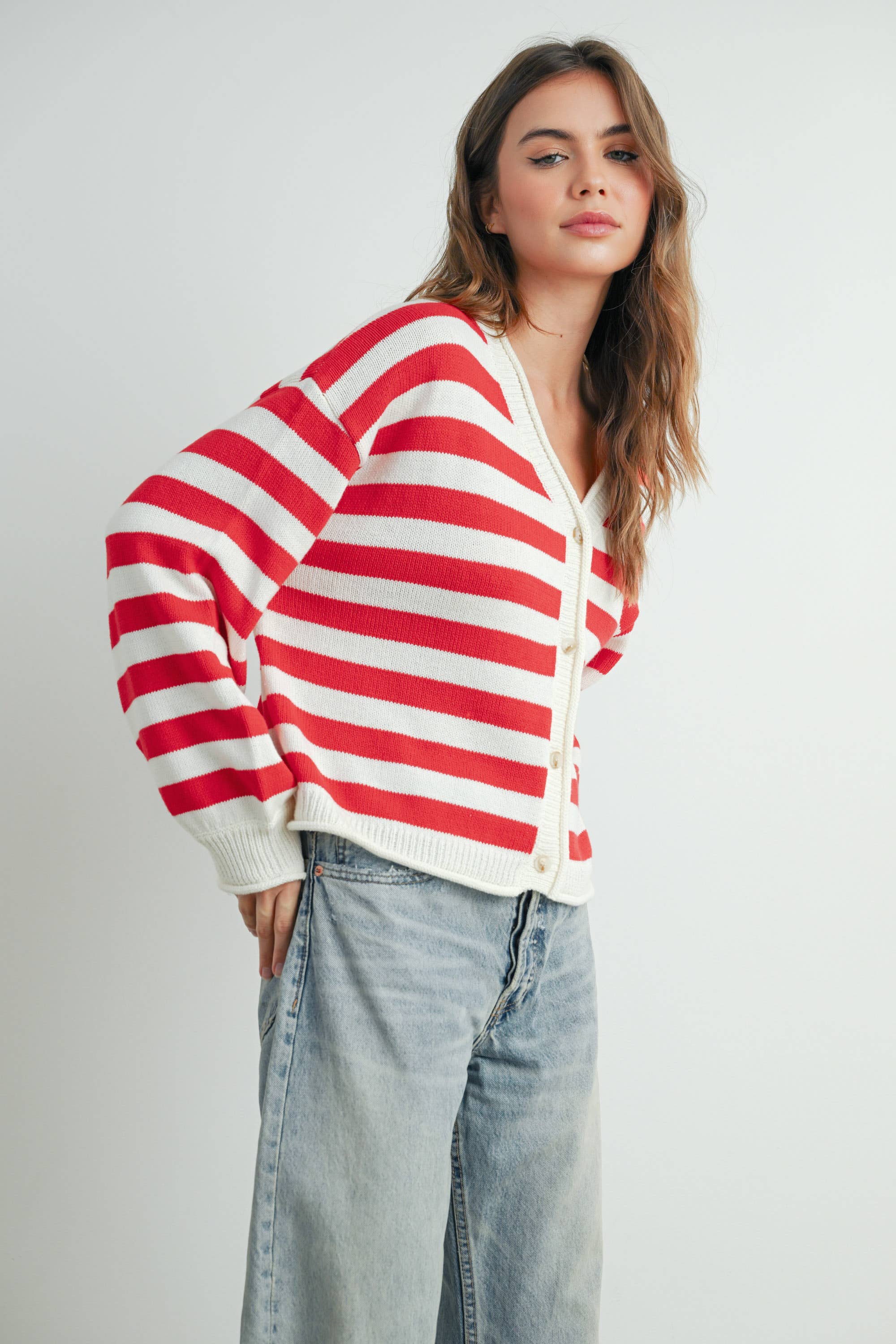 Stripe Button Cardigan