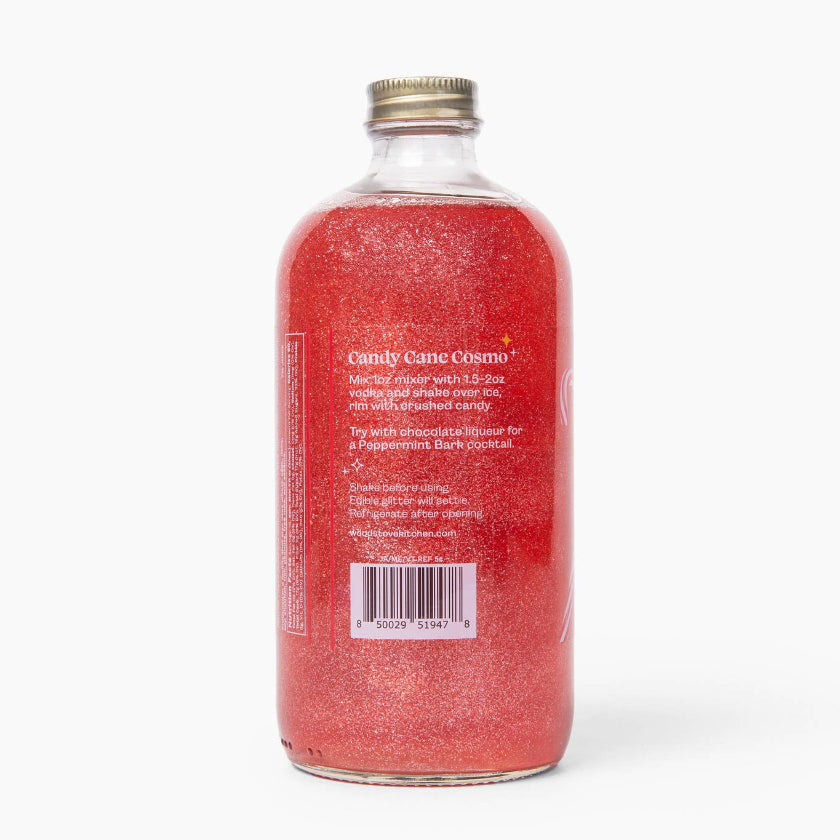 Bottle with a red label on a white background