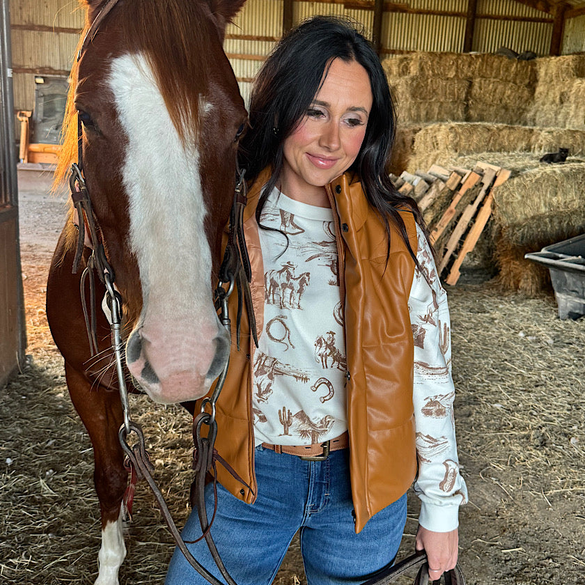 Camel Vegan Leather Vest