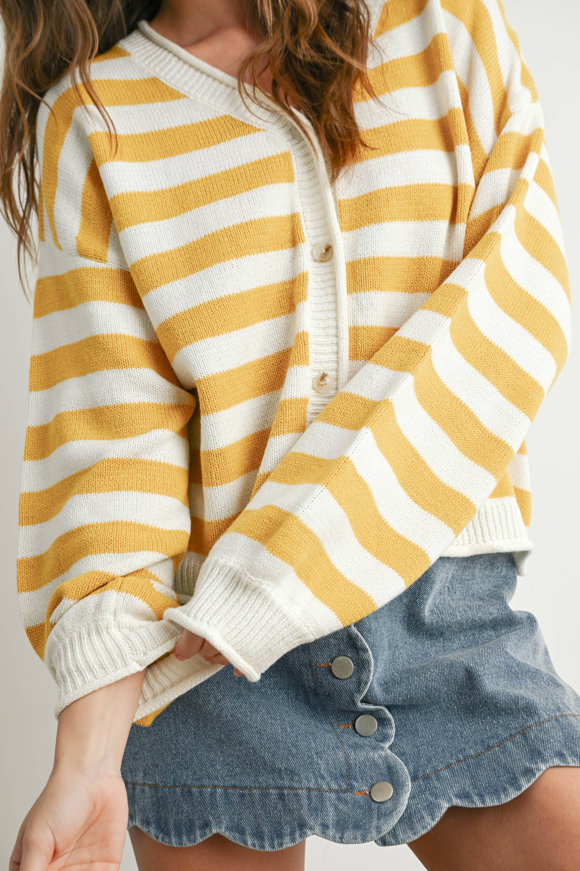 Stripe Button Cardigan