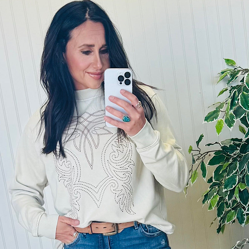 WESTERN COWBOY BOOTS TOE STITCH Sweatshirt