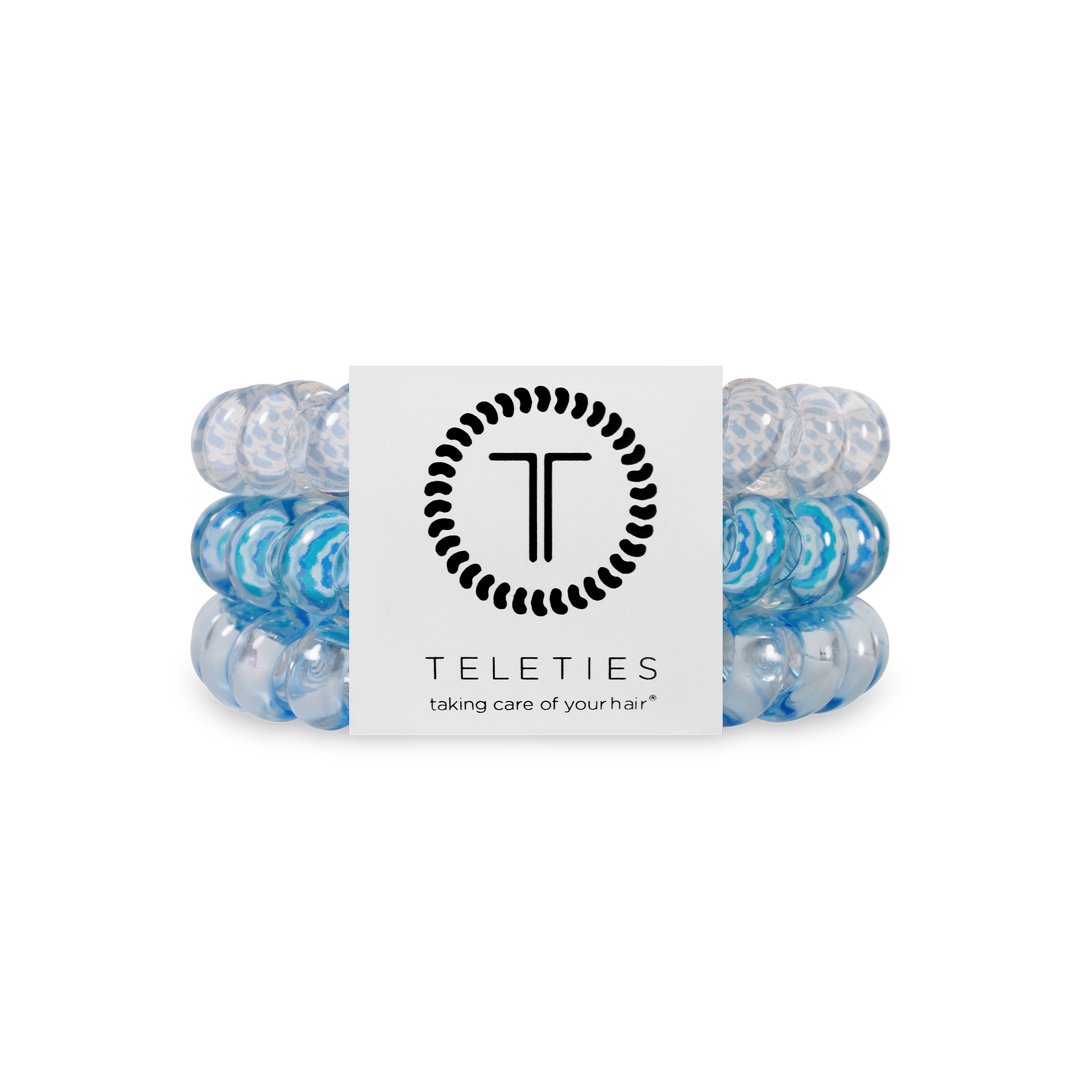 TELETIES - Spiral Hair Coils | Large | Summer Sky Hair Ties