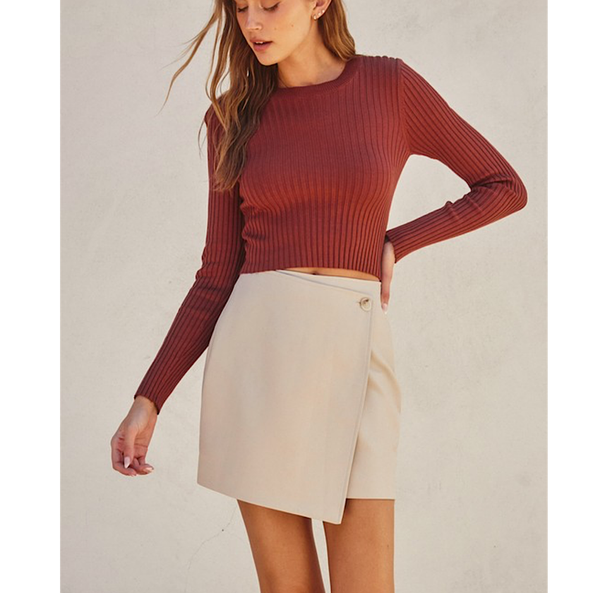 Stone Vegan Leather Mini Skirt