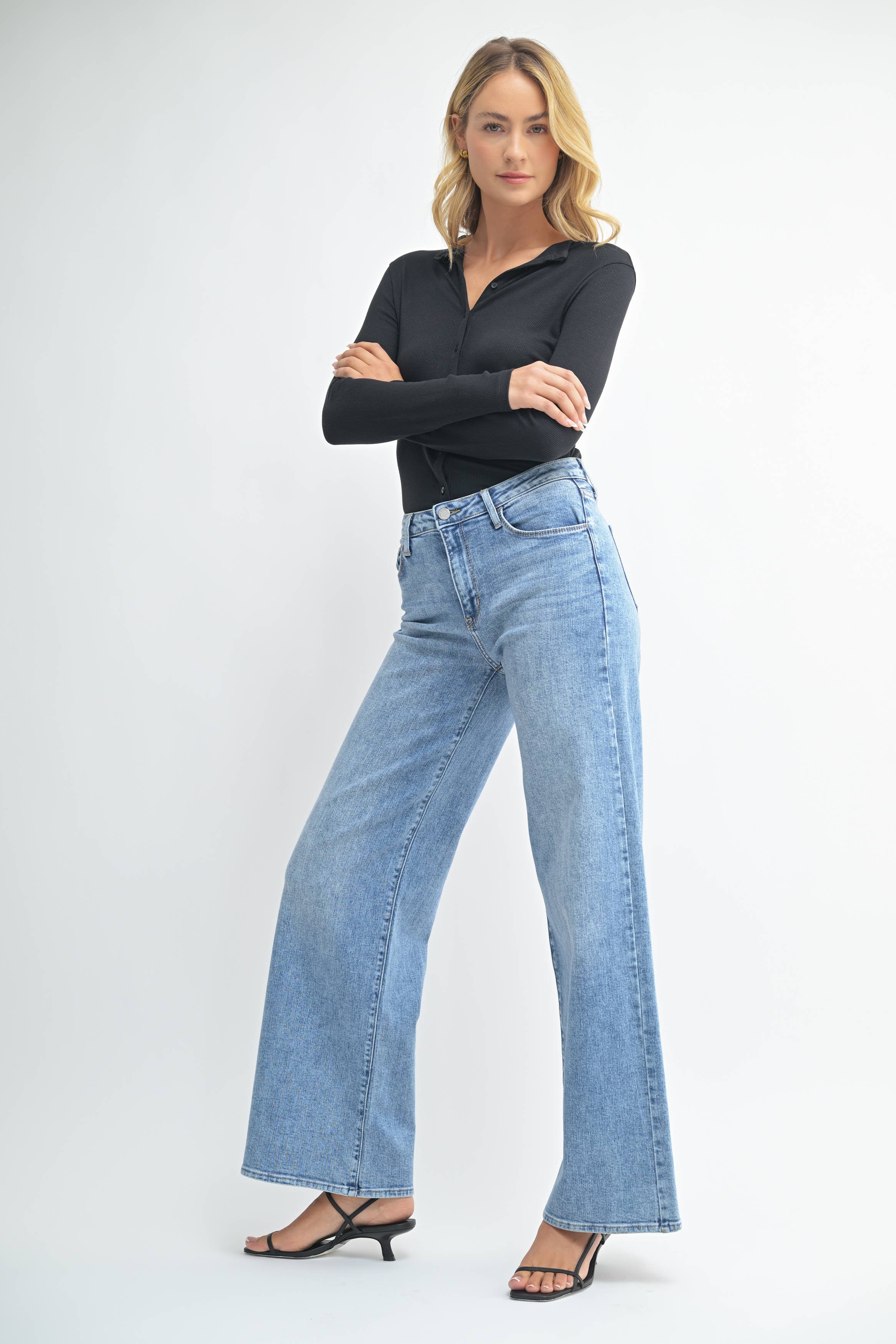 JUST BLACK DENIM Pippa Stretchy Wide Leg 32"