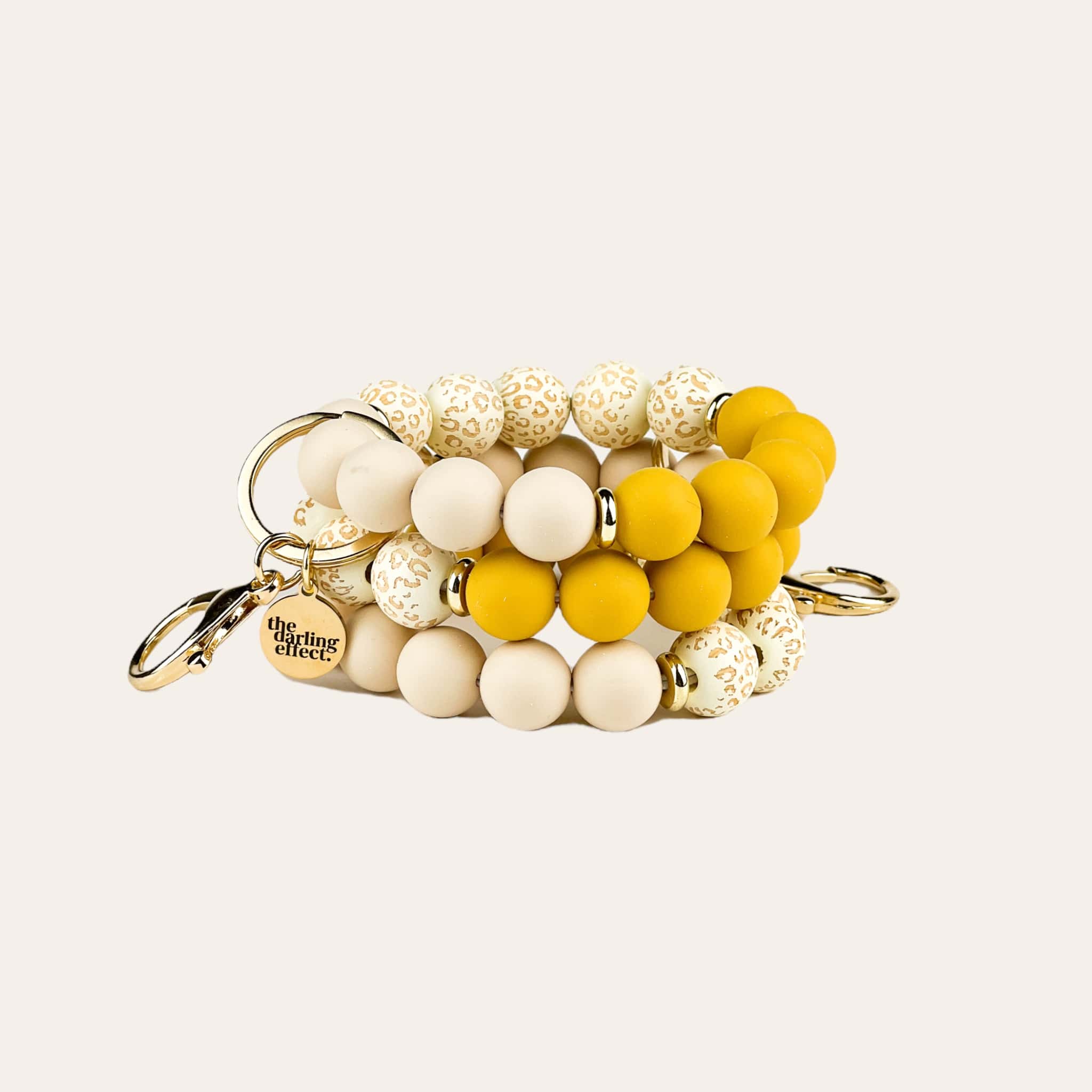 Hands-Free Silicone Beaded Keychain Wristlet - Honey Gold