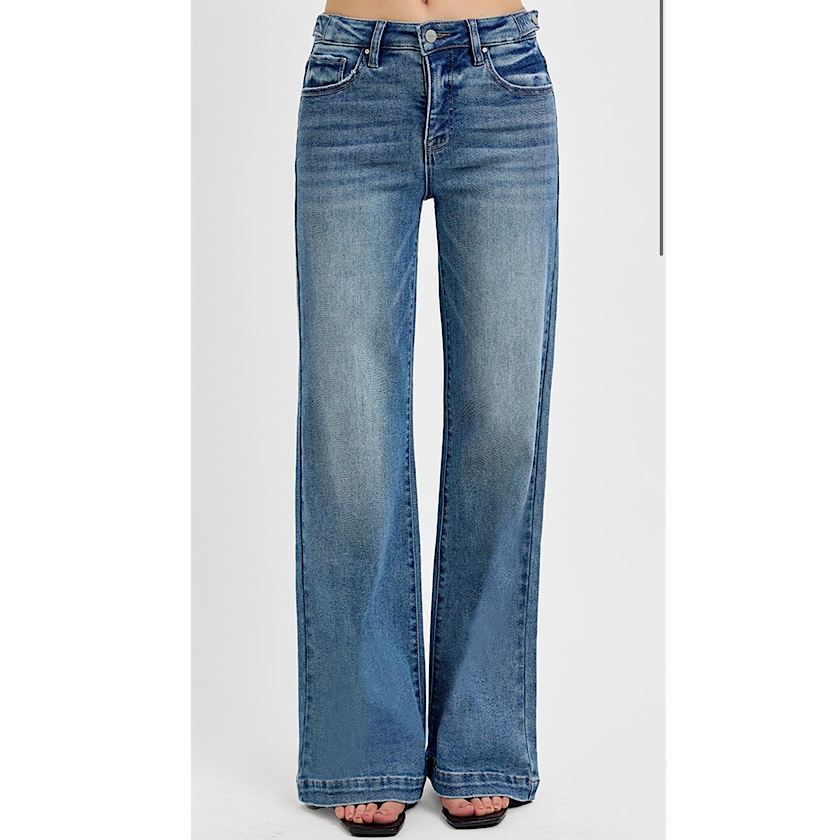 Risen Tummy Control Wide Leg Denim 33"