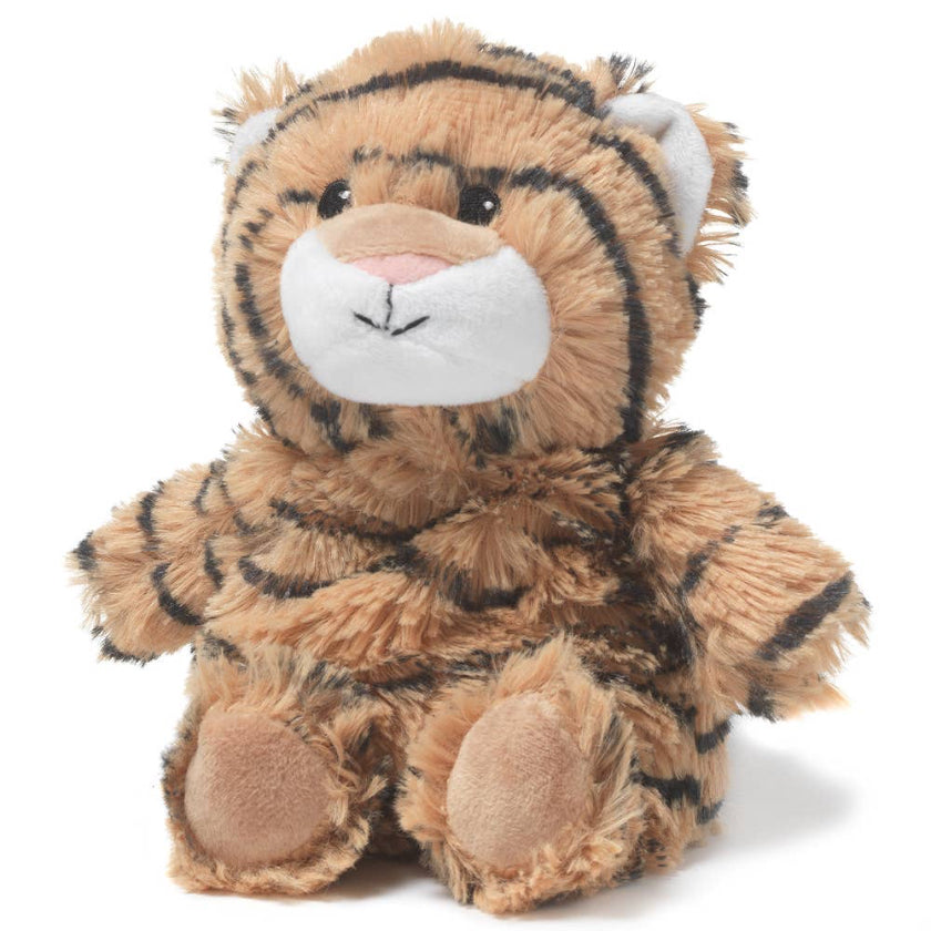 Plush tiger toy on a white background