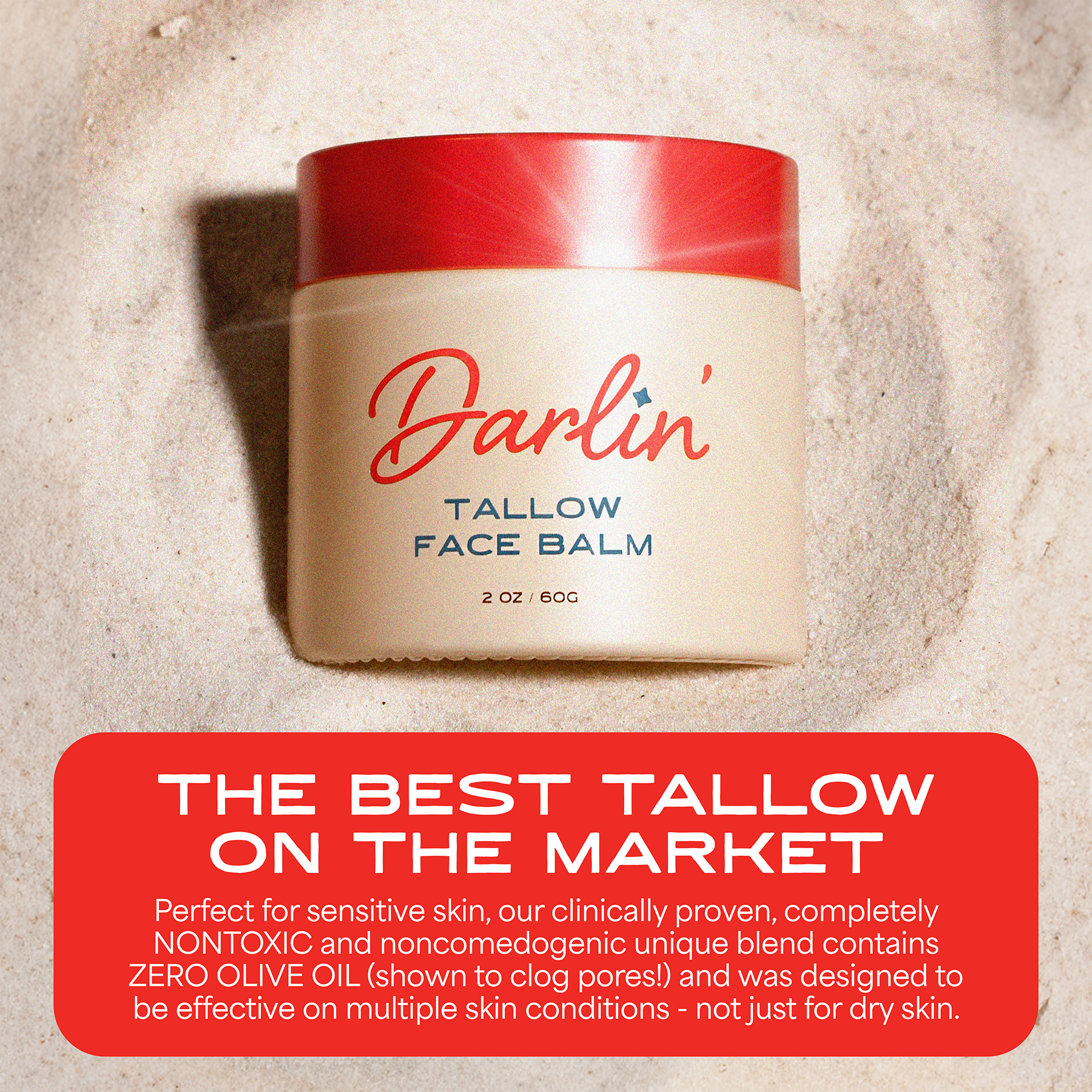 Tallow Face Balm | Natural Blue Tansy Skincare Moisturizer | Darlin' Skincare