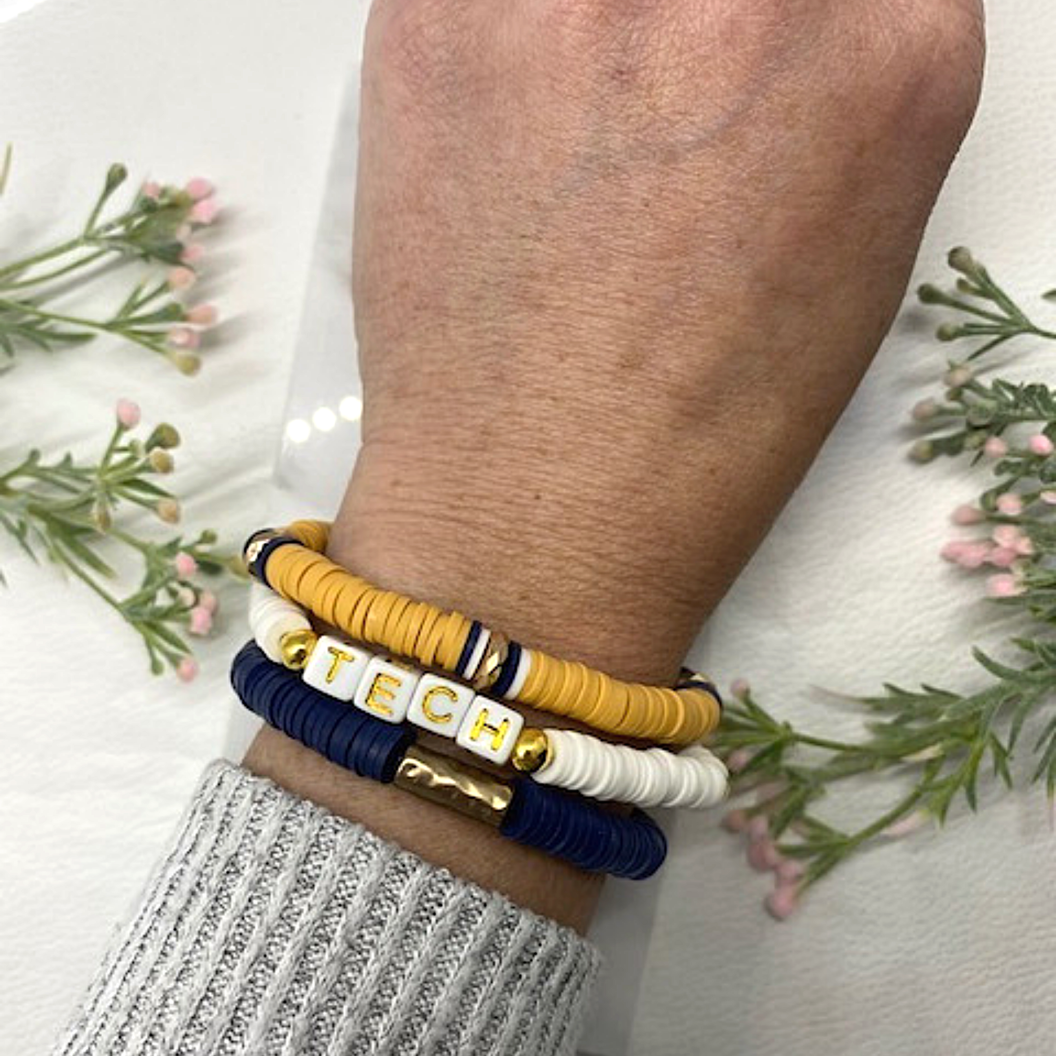 School Spirit Bracelet - Black & Gold Trojans - Gameday