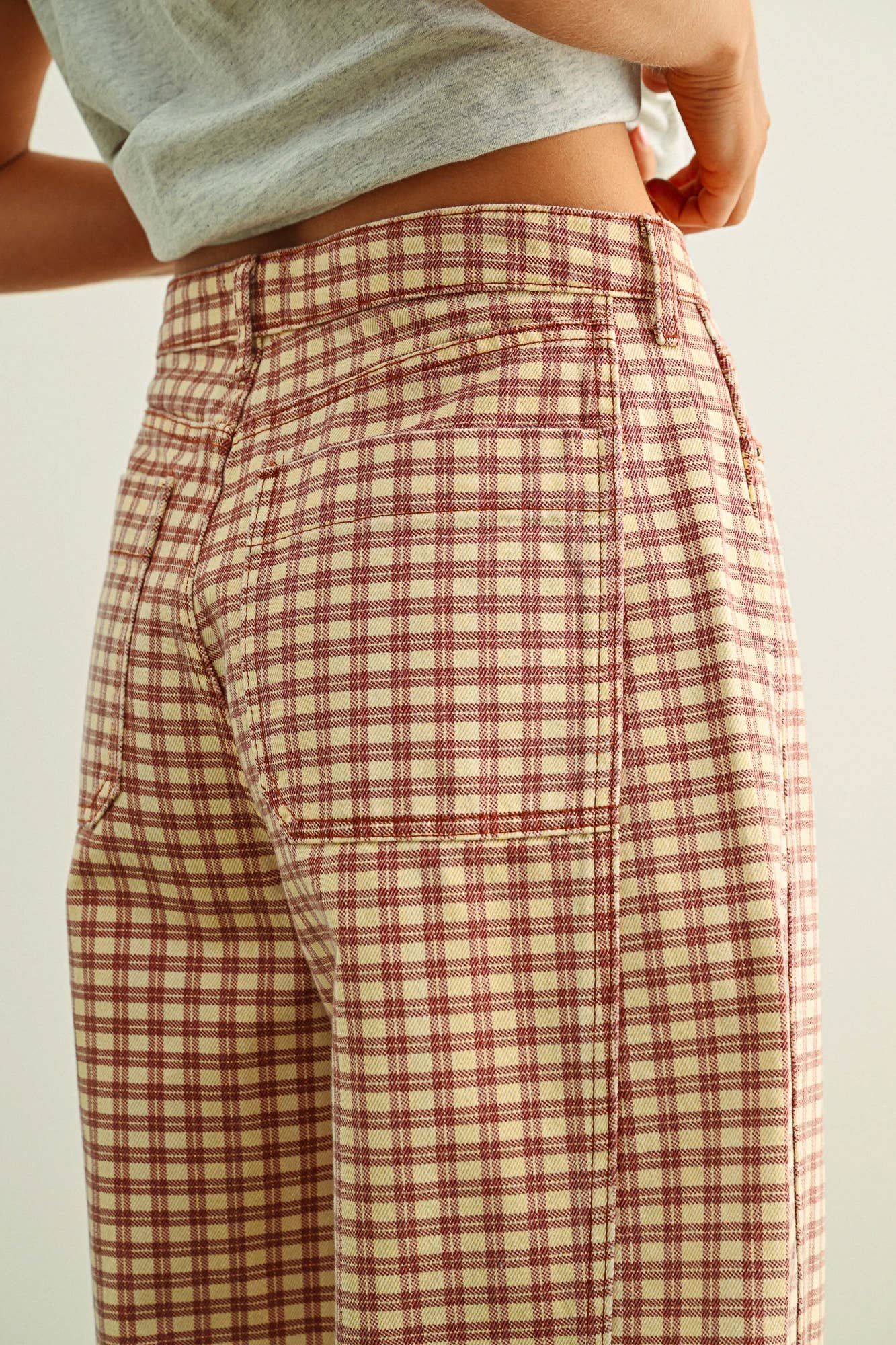 Mini Checker Barrel Pants