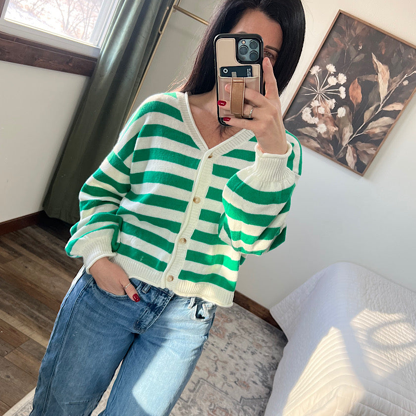 Stripe Button Cardigan