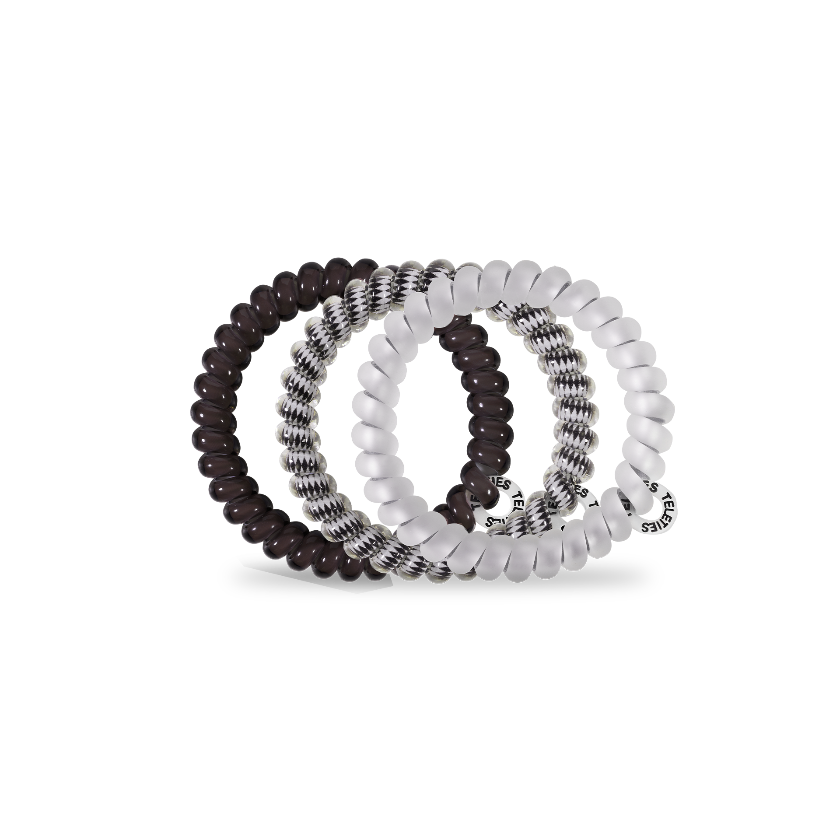 TELETIES - Spiral Hair Coils | Small | Silver Flames Hair Ties