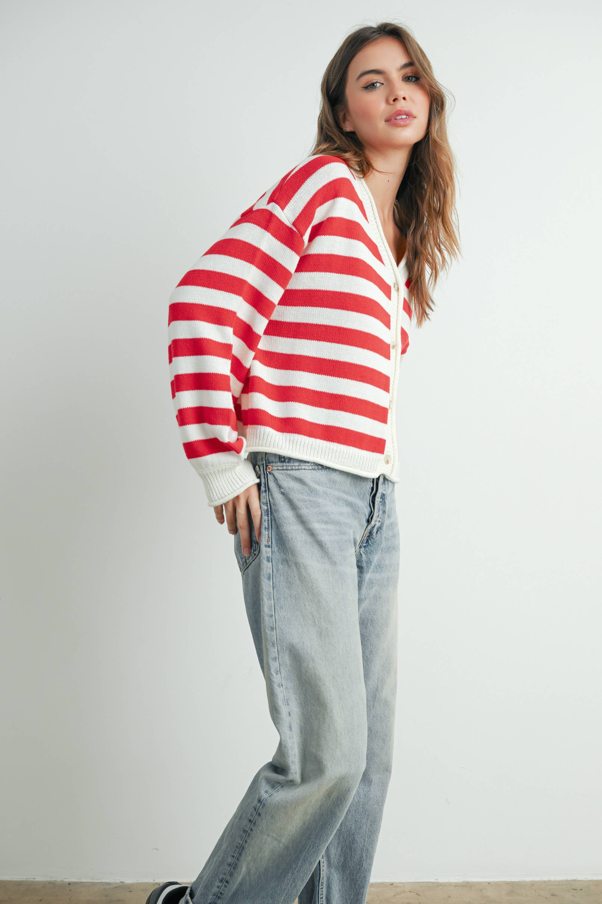 Stripe Button Cardigan
