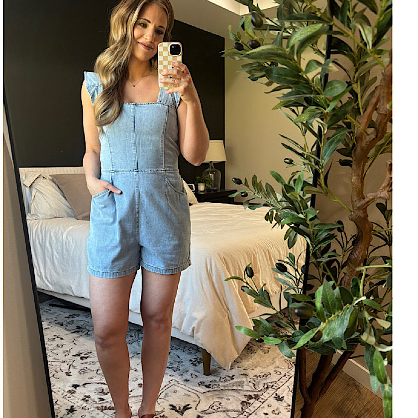 Denim Ruffle Romper