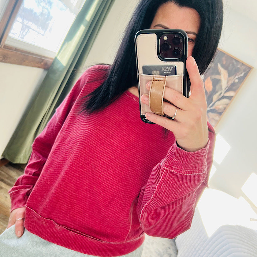 Waffle Knit Boatneck Top