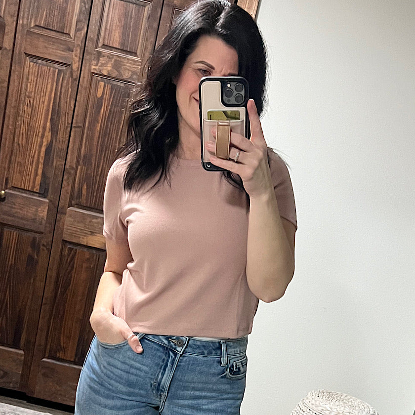 Ginger Ribbed Crop Knit Tee