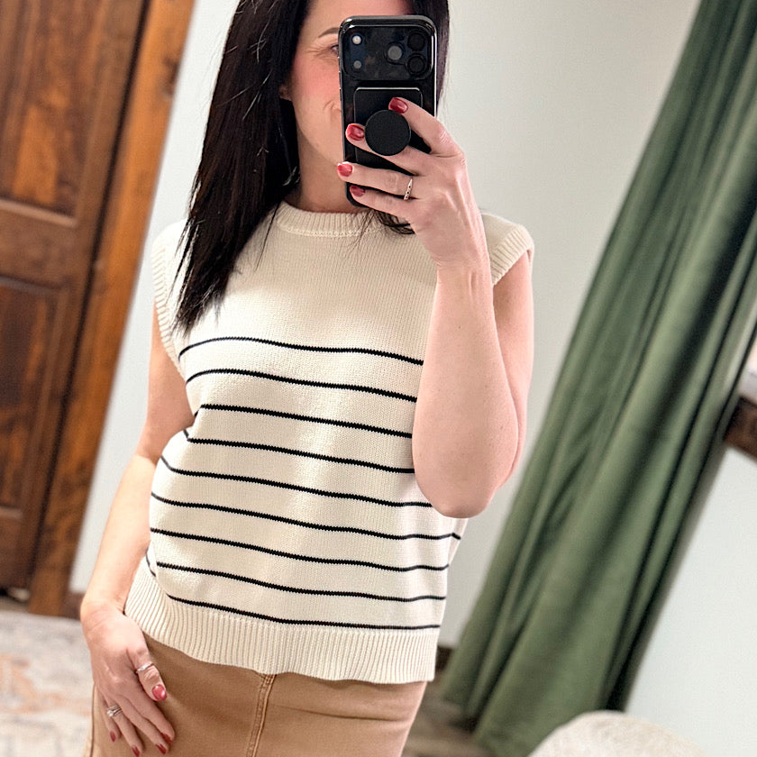 Natural/Black Stripe Sweater