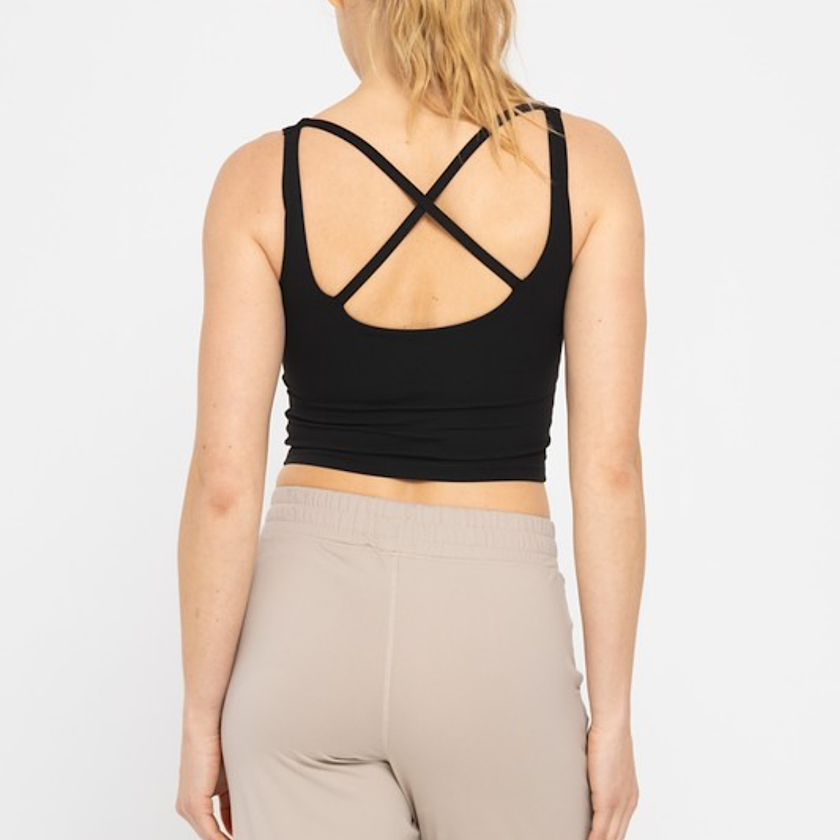 Contour Seam Longline Sports Bra-Black