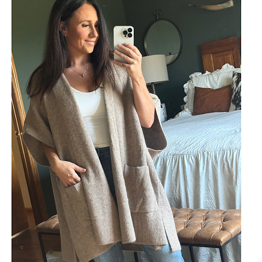 Mocha Hooded Sweater Poncho