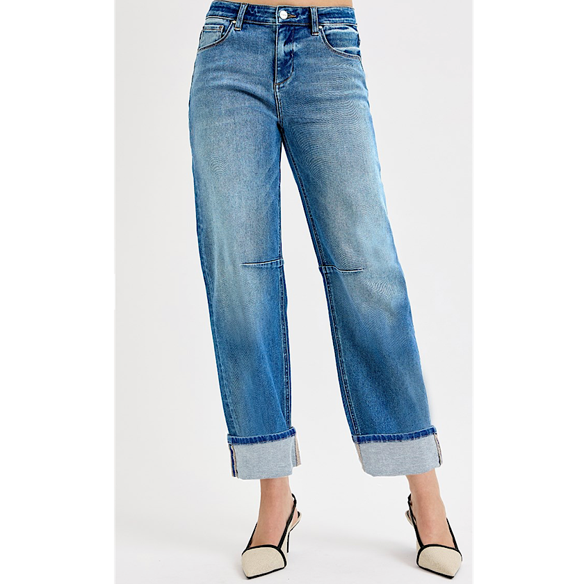 Risen Slouchy Cropped Barrel Cuffed Jeans 27"-30"