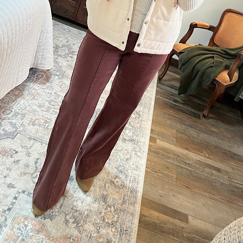 Risen Choco Tummy Control Wide Leg Denim 31.75"