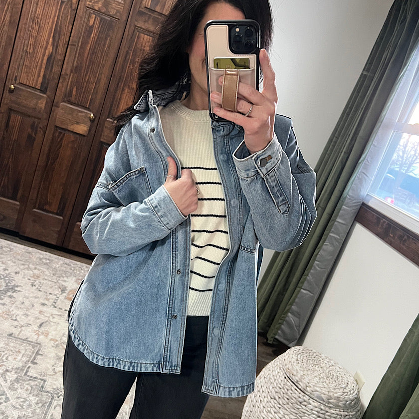 Washed Snap Denim Jacket