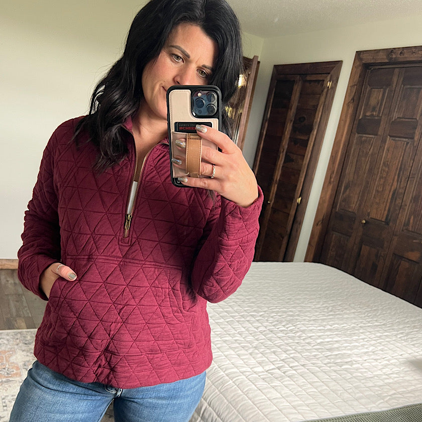 Burgundy Quilted Pullover