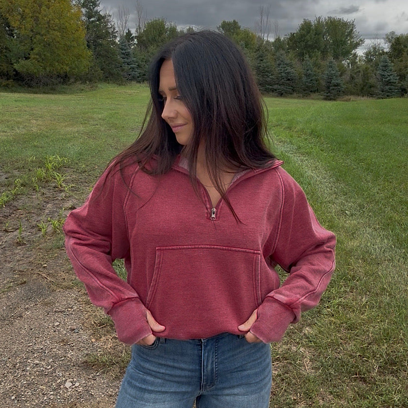 Wine Quarter Zip Pullover
