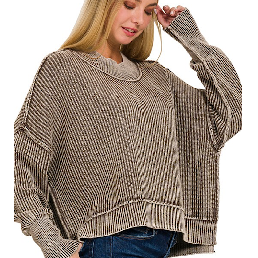 Mocha Oversized Cropped Sweater