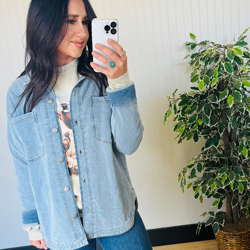 Soft Knit Oversized Denim Shacket