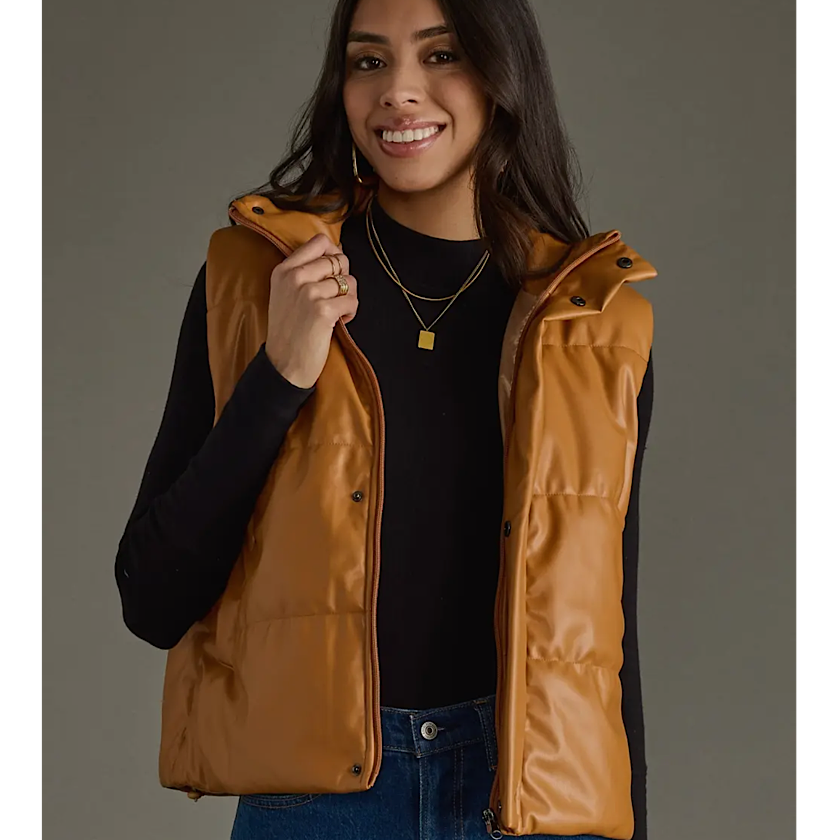 Camel Vegan Leather Vest