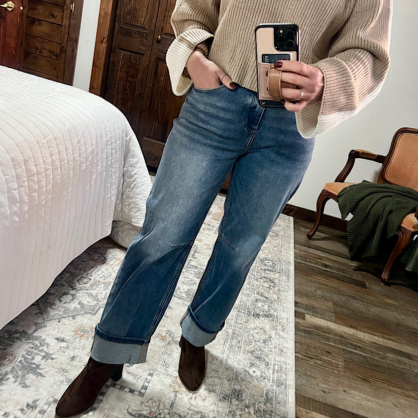 Risen Slouchy Cropped Barrel Cuffed Jeans 27"-30"