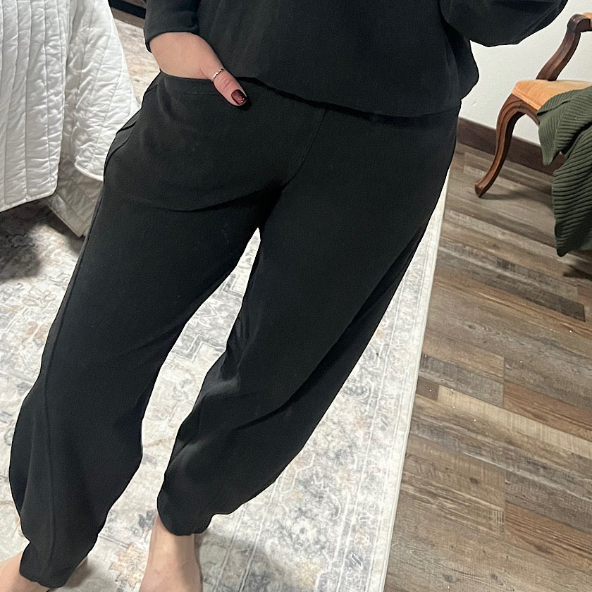 Black Brushed Cocoon Pant