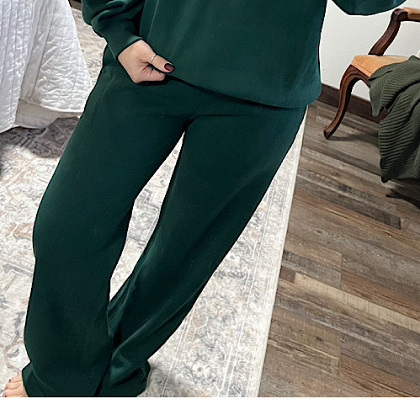 LANI Fleece Wide Leg Sweatpants-Forrest