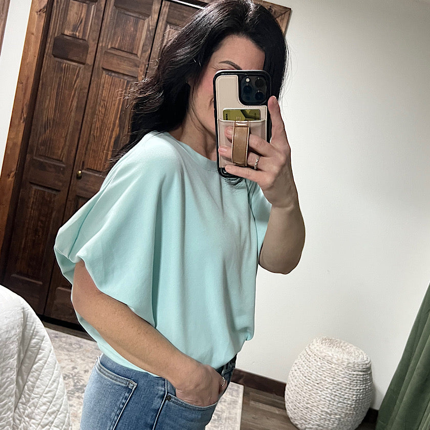 Mint Bubble Hem Top