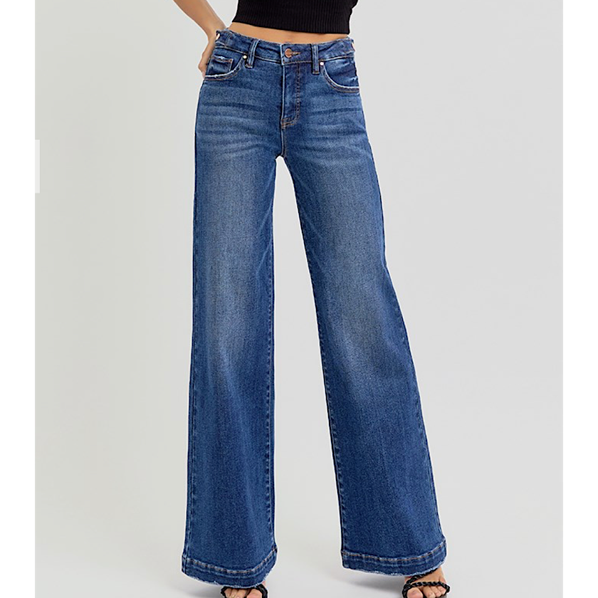 Risen Tummy Control Wide Leg Denim 33"