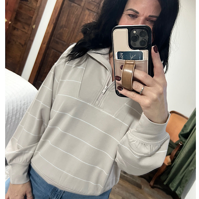 Mocha/Cream Stripe Pullover