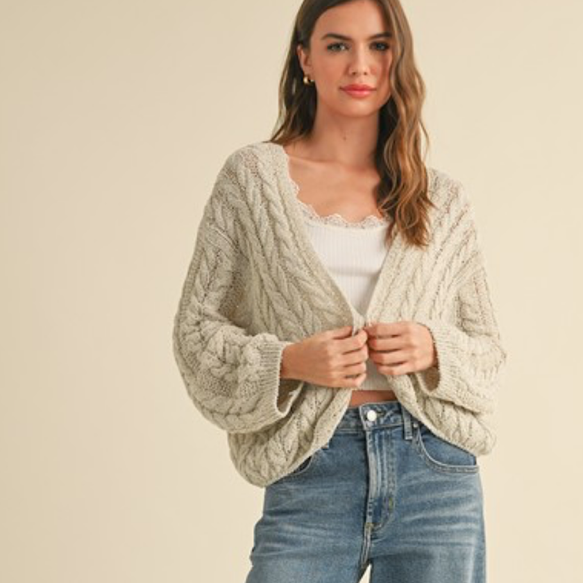 Stone Cable Knitted Cardigan