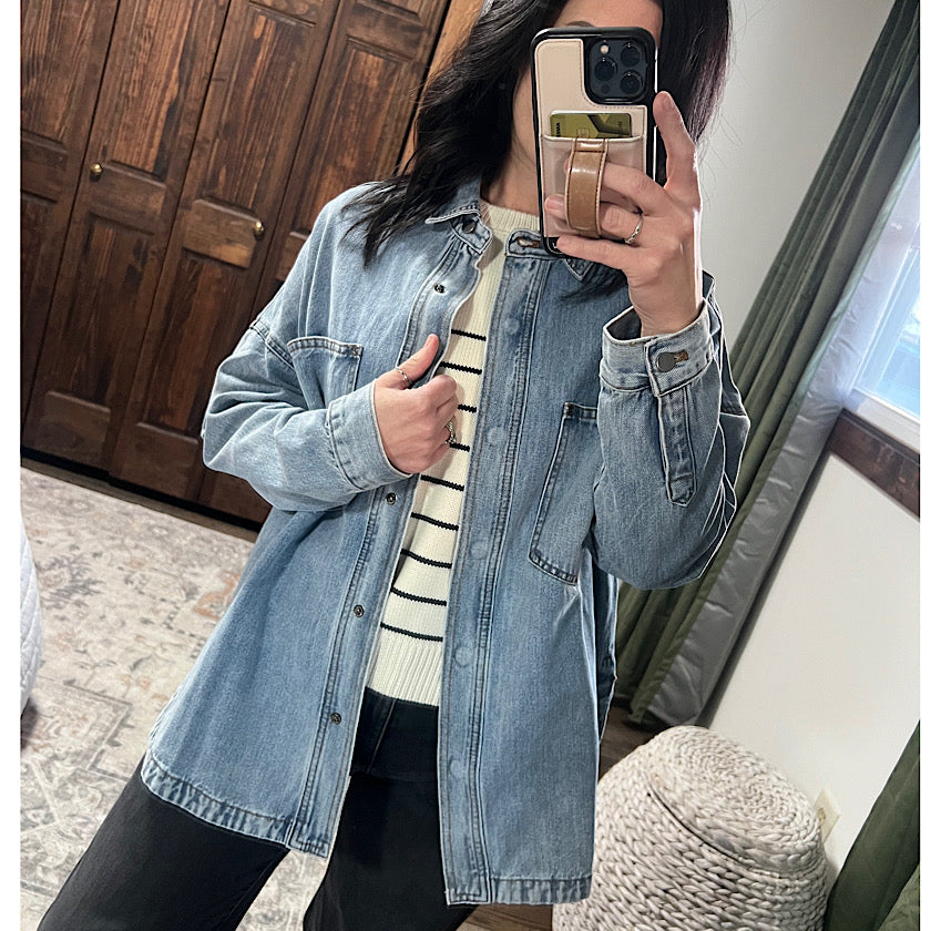 Washed Snap Denim Jacket