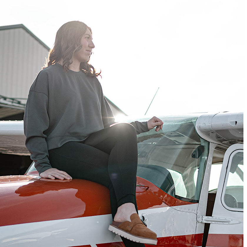 Luxe Sand Wash Rib Pullover in Ash Grey