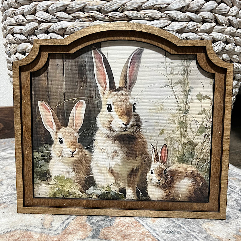 Provincial Bunny Trio Framed Art