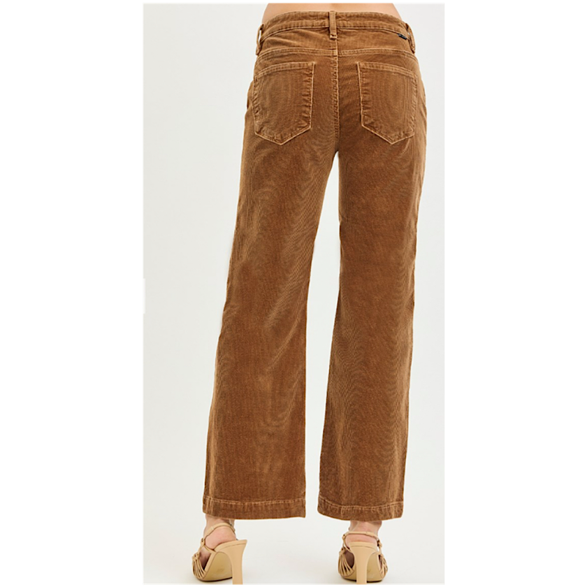 Brown corduroy pants on a white background