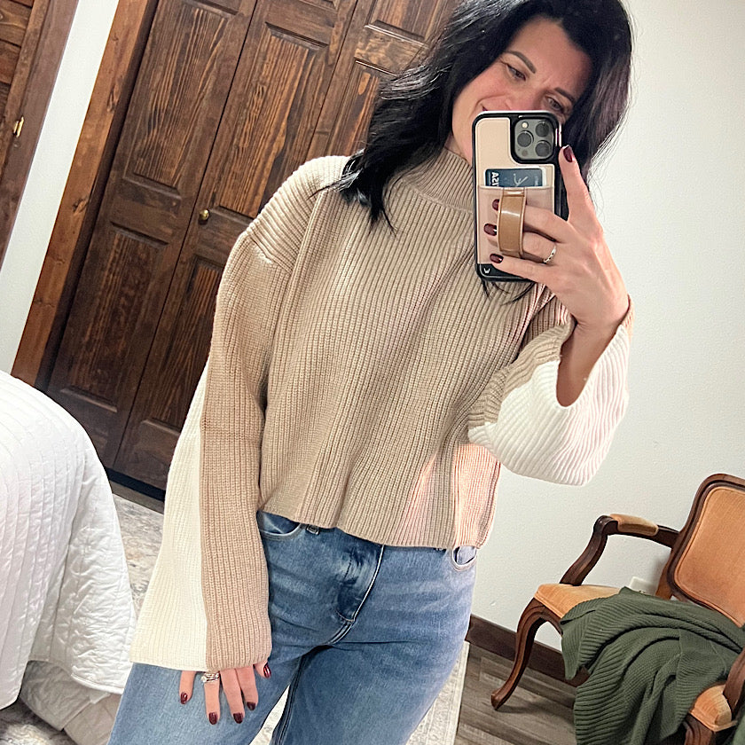 Two-Toned Turtleneck Sweater